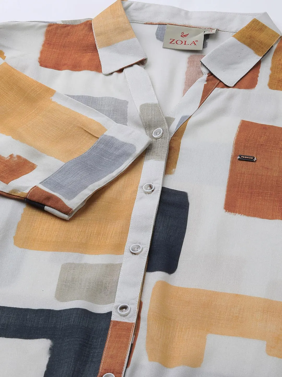 Women Cream Shirt - Ladies Cotton Comfort Fit Shirt - Zola