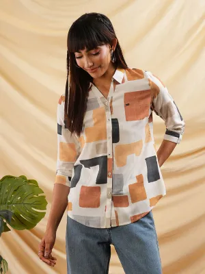 Women Cream Shirt - Ladies Cotton Comfort Fit Shirt - Zola
