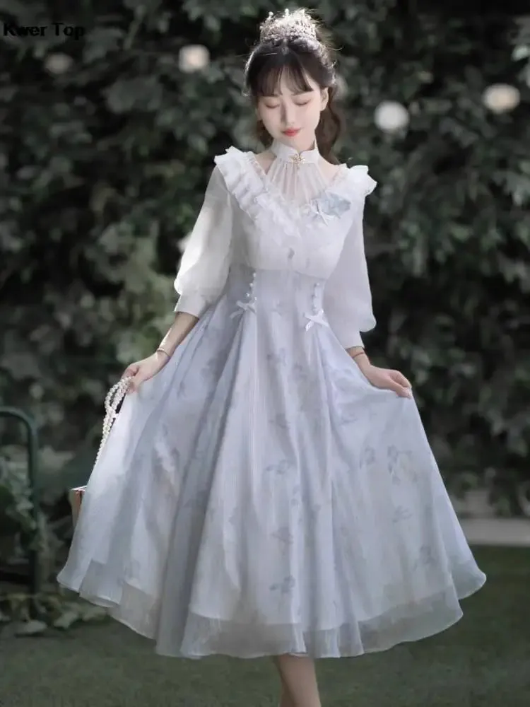 Women French Elegant Vintage Midi Dress