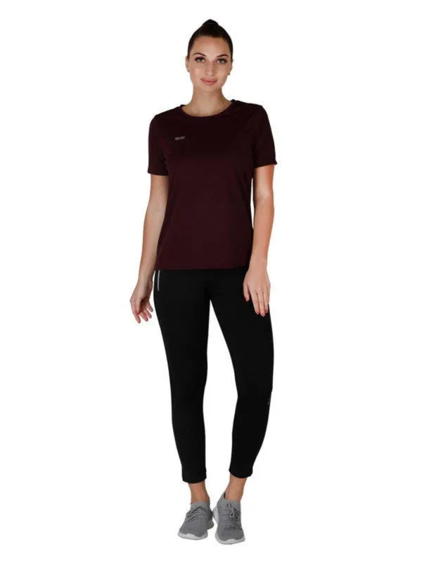 Women Grape Wine Solid Tops & T-Shirts-4W-CRUISER TEE_4W-GW