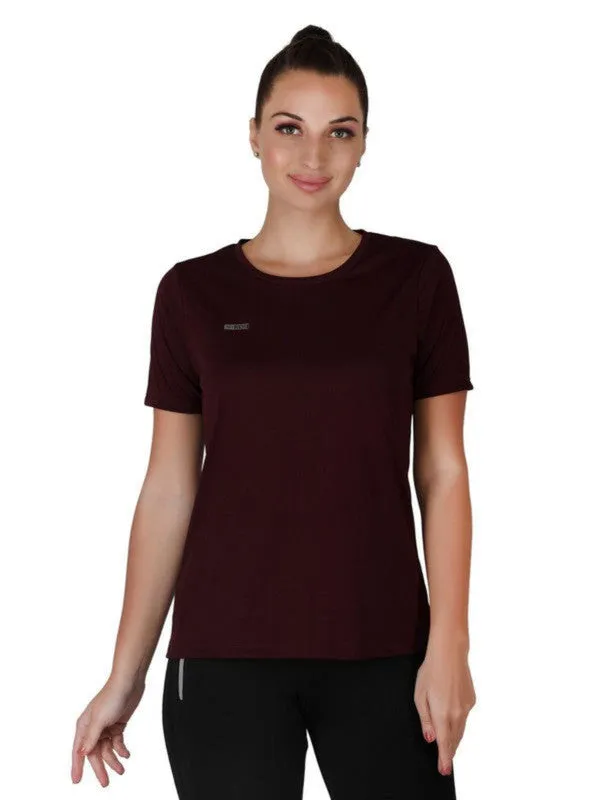 Women Grape Wine Solid Tops & T-Shirts-4W-CRUISER TEE_4W-GW