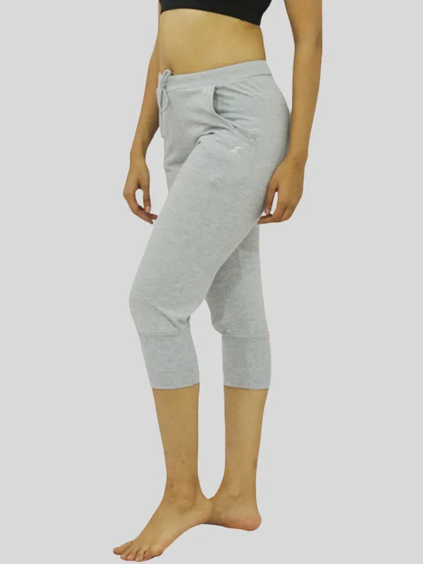 Women Light Grey-Melange Solid Capri- HOP SPORTS CAPRI-LG-ML