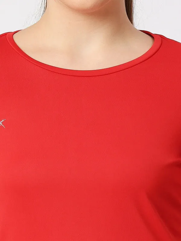 Women Red Solid Regular Fit Sports T-Shirt - Ventura Tee-Red