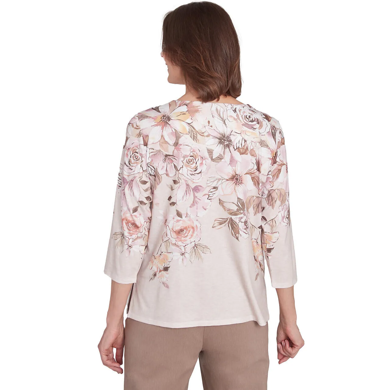 Women's Falling Floral Lace Crew Neck Top - 77545