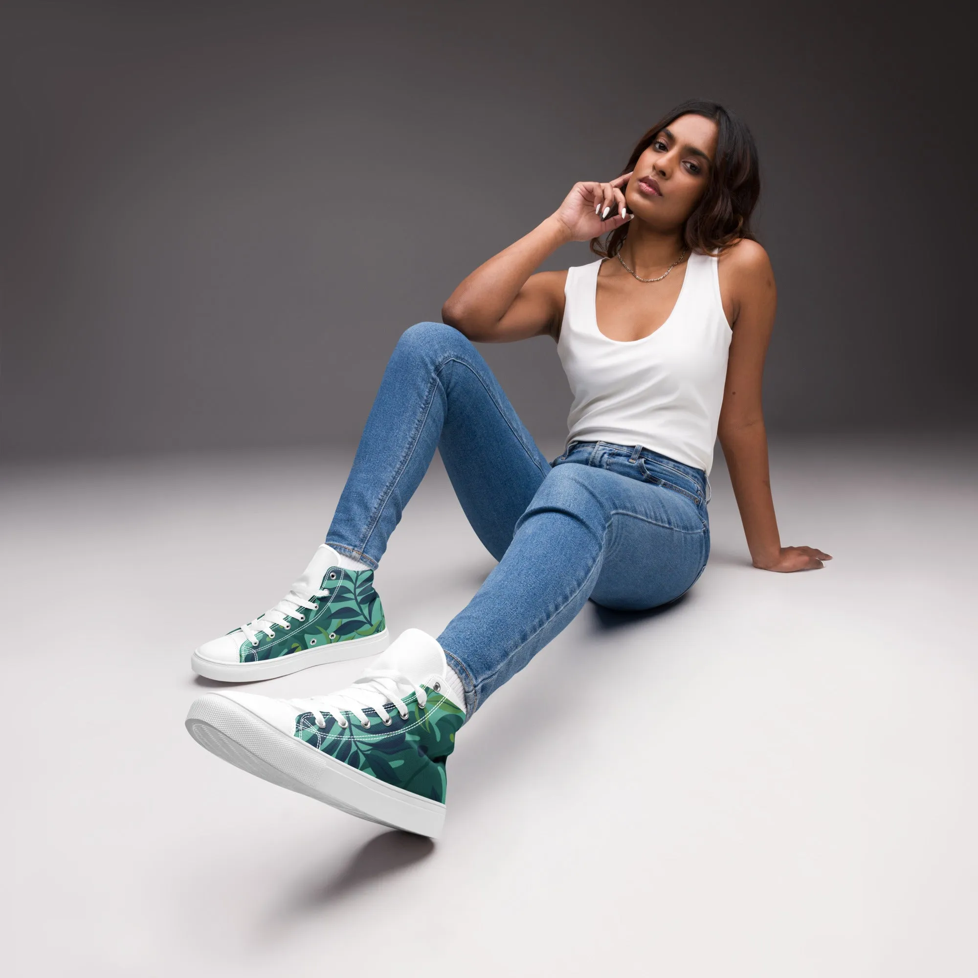 Women’s Plant-Themed High-Top Canvas Shoes – Walk in Style, Rooted in Nature 🌿👟