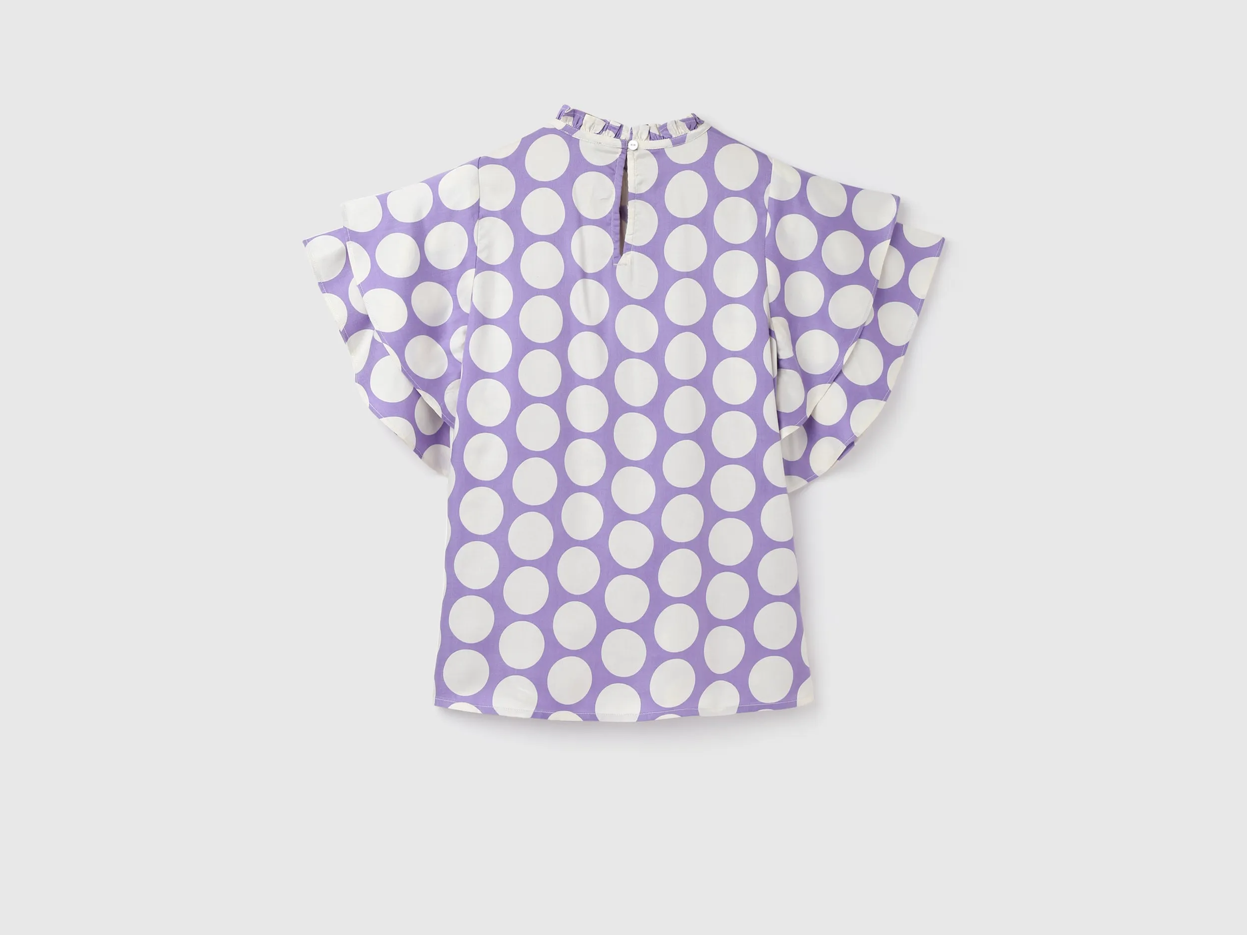 Women's Regular Fit Ruffled Neck Printed Tops