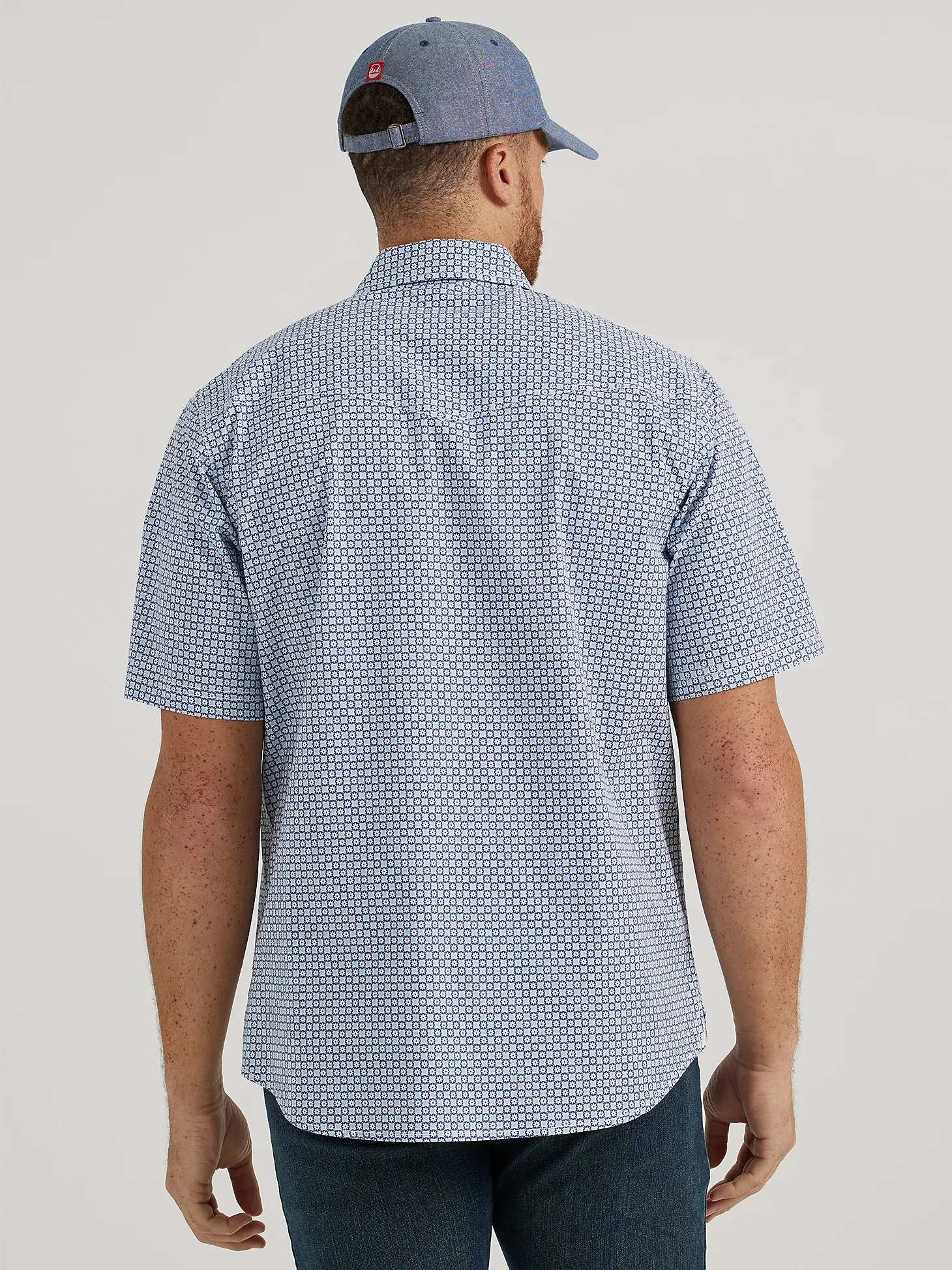 Wrangler 20X Men's Short Sleeve Shirt Advanced Comfort in Blue Print