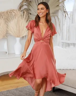 Ximena® | Airy V-Neck Dress Made Of Cotton With Cap Sleeves