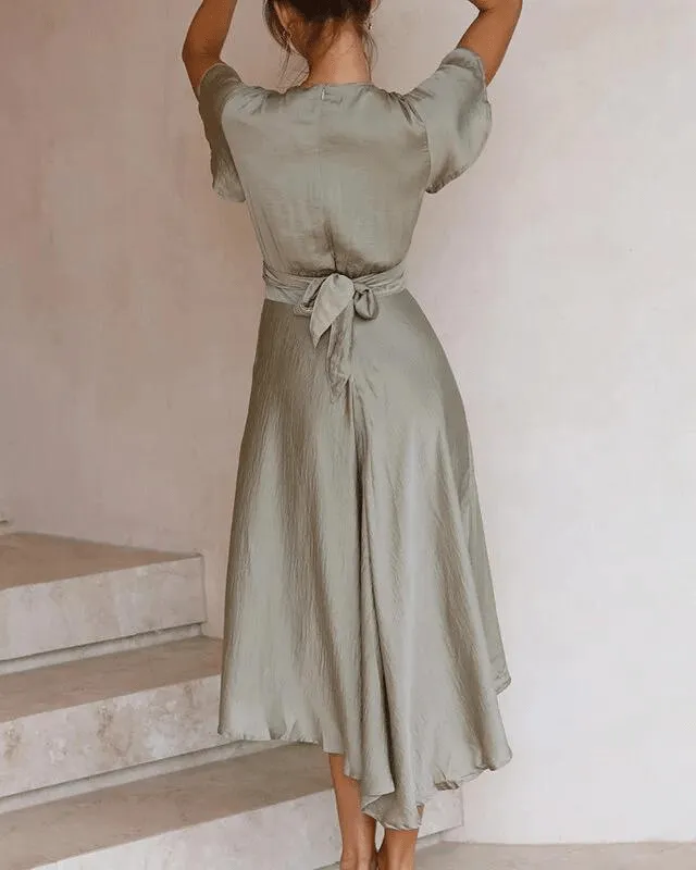 Ximena® | Airy V-Neck Dress Made Of Cotton With Cap Sleeves