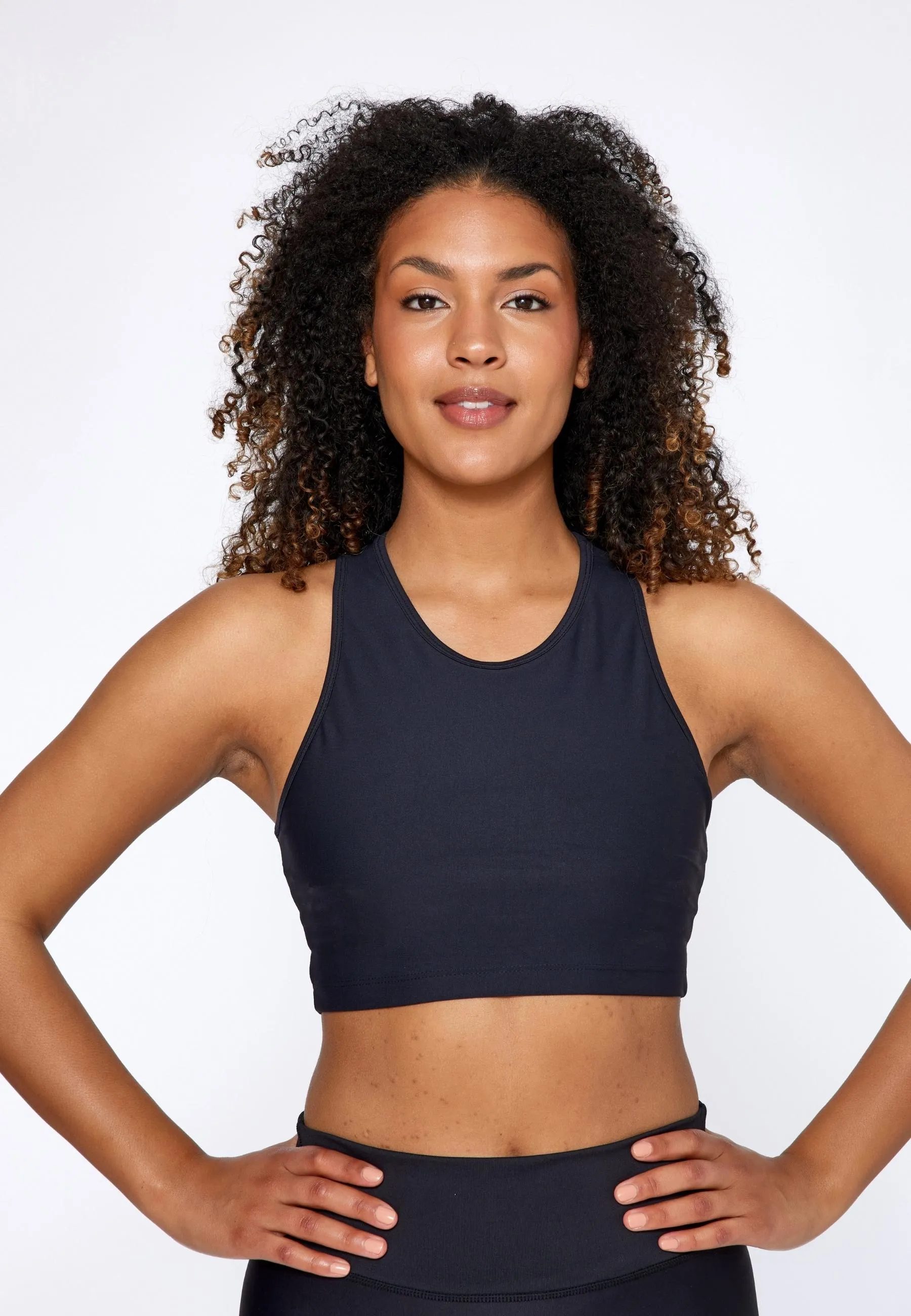 Yoga Midi Crop Top - Black