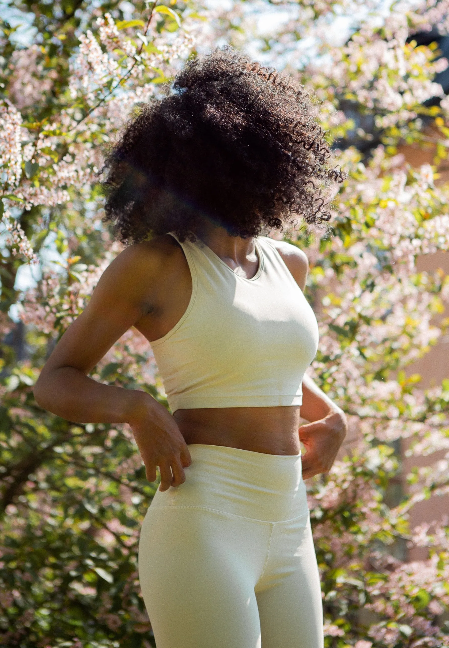 Yoga Midi Crop Top - Cream