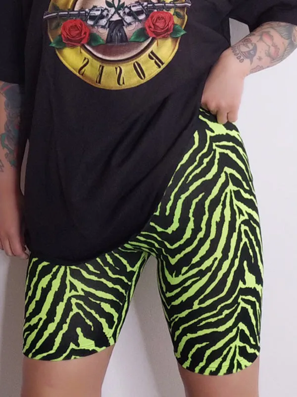 Zebra Stripe Stretch Bike Shorts