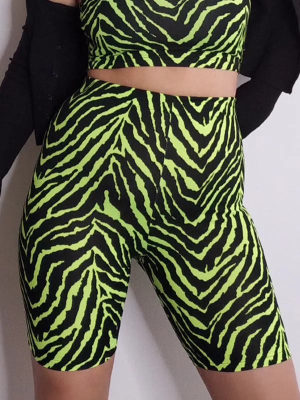 Zebra Stripe Stretch Bike Shorts