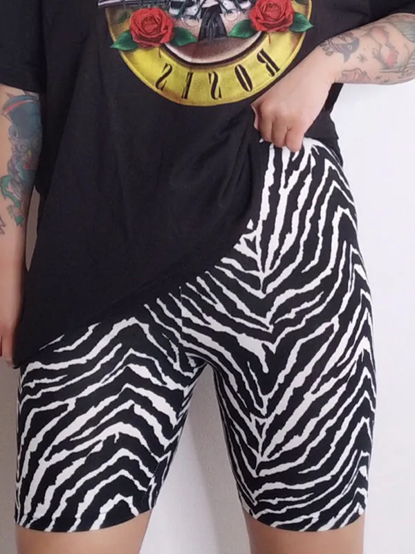 Zebra Stripe Stretch Bike Shorts