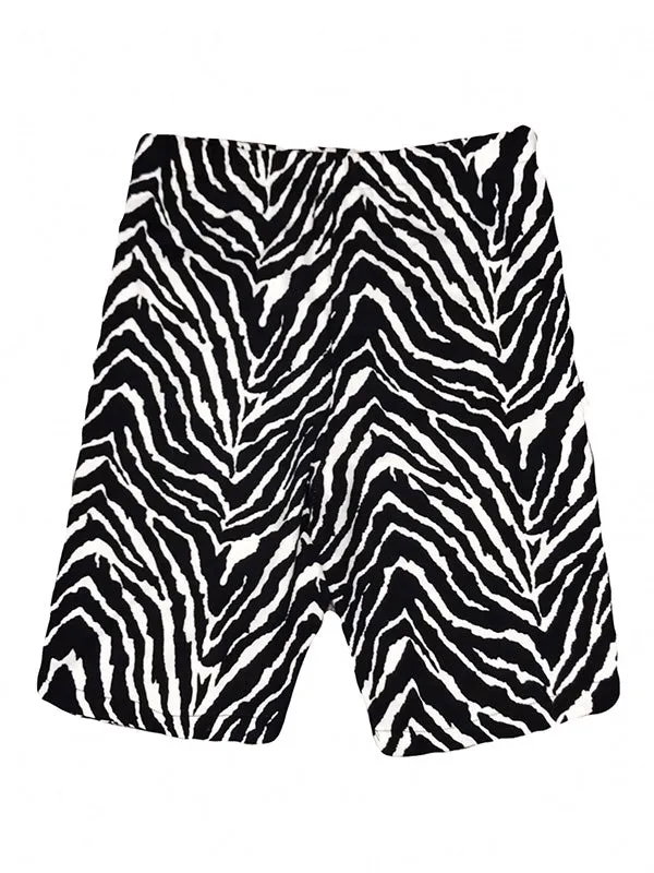 Zebra Stripe Stretch Bike Shorts