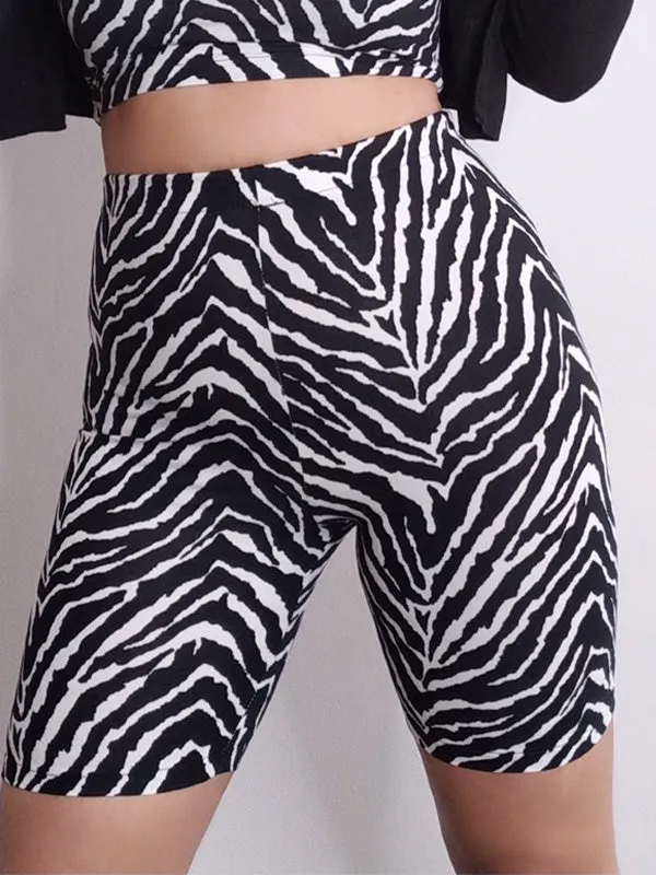 Zebra Stripe Stretch Bike Shorts