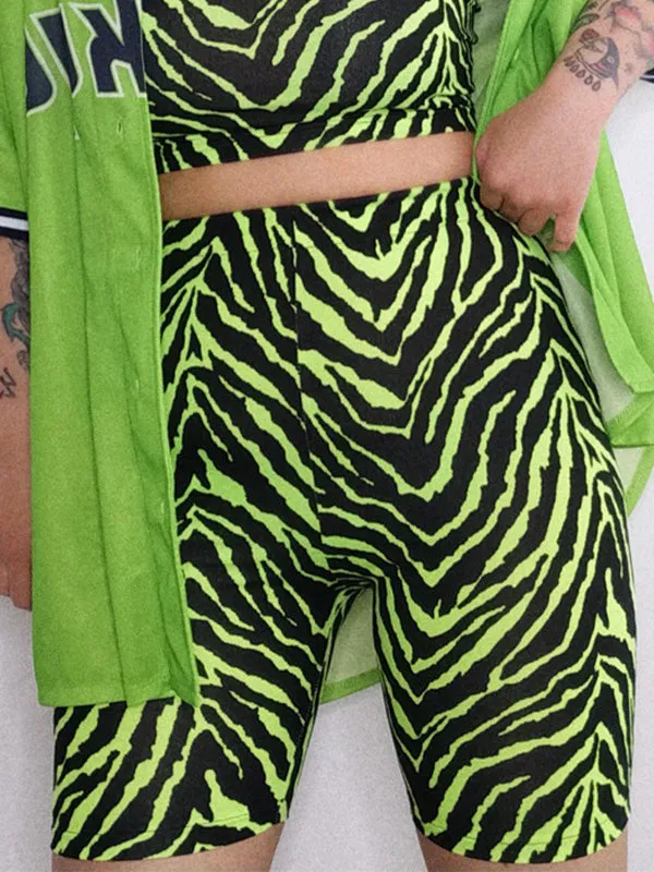 Zebra Stripe Stretch Bike Shorts