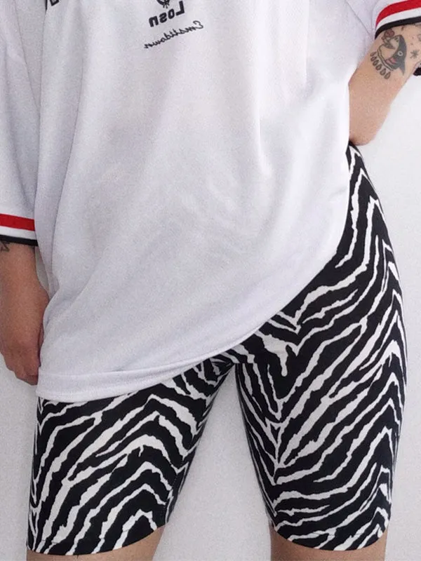 Zebra Stripe Stretch Bike Shorts